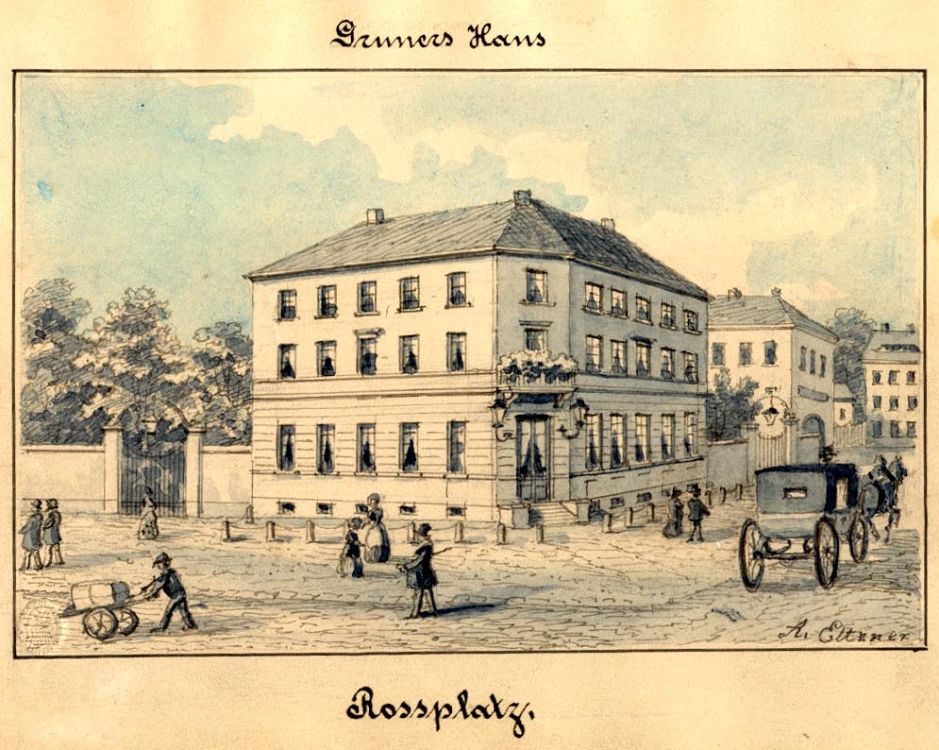 Gruners Haus am Rossplatz, um 1860